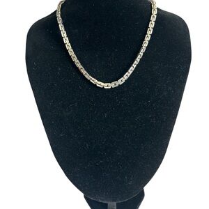 Monet Shiney Silver Tone Repeating Block Style Choker Necklace